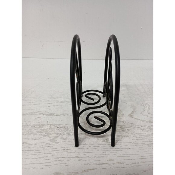 Vintage 1980s Black Iron Metal Treble Clef Napkin Holder Music Theme Arch Design - Picture 4 of 9